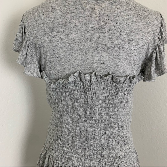 Rebecca Taylor Smocked Ruffle Flax Rayon Jersey Top Stretch Jersey Size Large - Picture 7 of 16